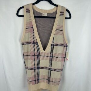 Plaid V-Neck Sweater Vest